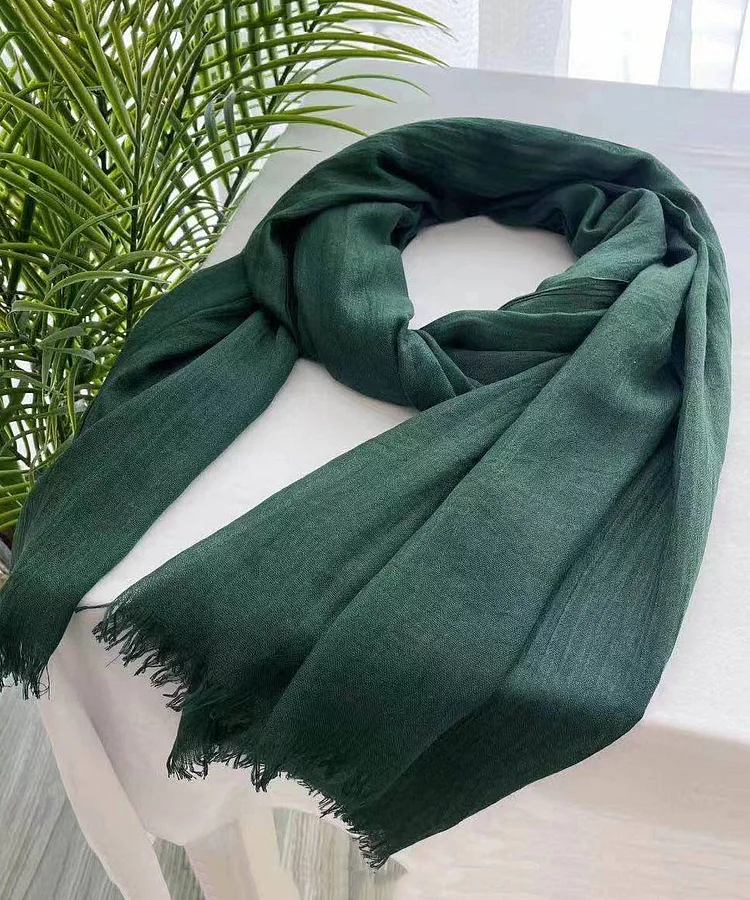 Italian Black Tasseled Versatile Cotton Scarf - Image 4