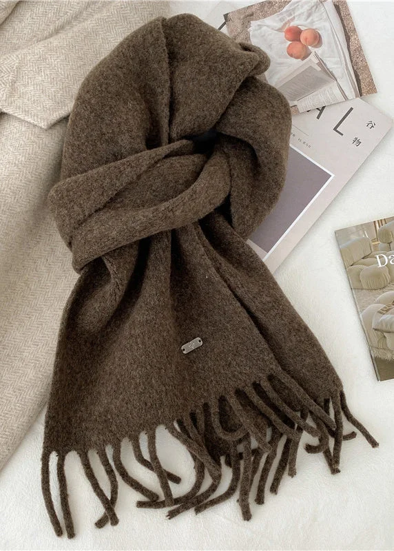 Original Rose Tasseled Faux Cashmere Scarf - Image 3