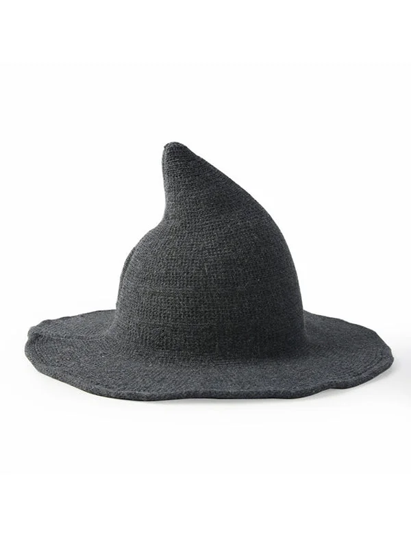 Simple Solid Color Knitted Wizard Hat