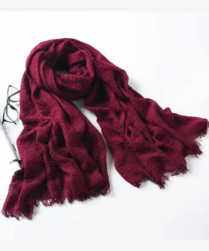 Autumn And Winter Black Tasseled Soft Cotton Scarf - Image 3