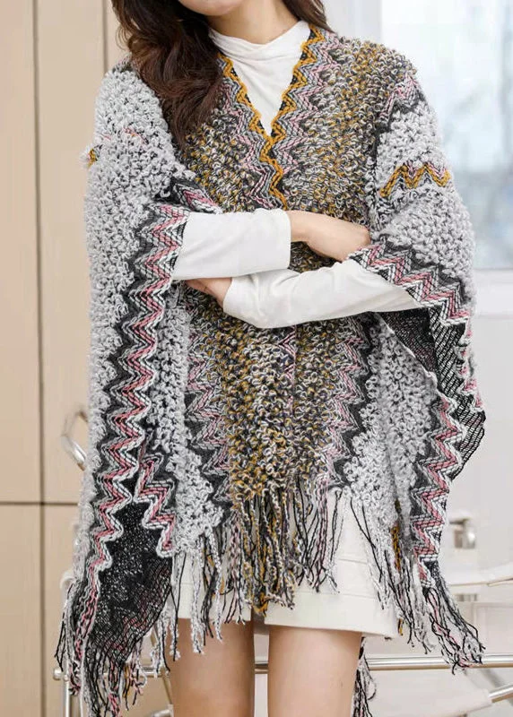 Bohemian Blue Tassel Holiday Knit Scarf - Image 3