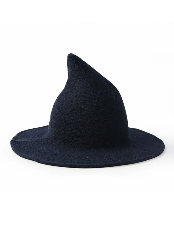 Simple Solid Color Knitted Wizard Hat - Image 11