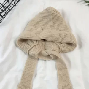 Simple Pink Cotton Knit Warm Bonnie Hat