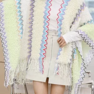 Bohemian Blue Tassel Holiday Knit Scarf