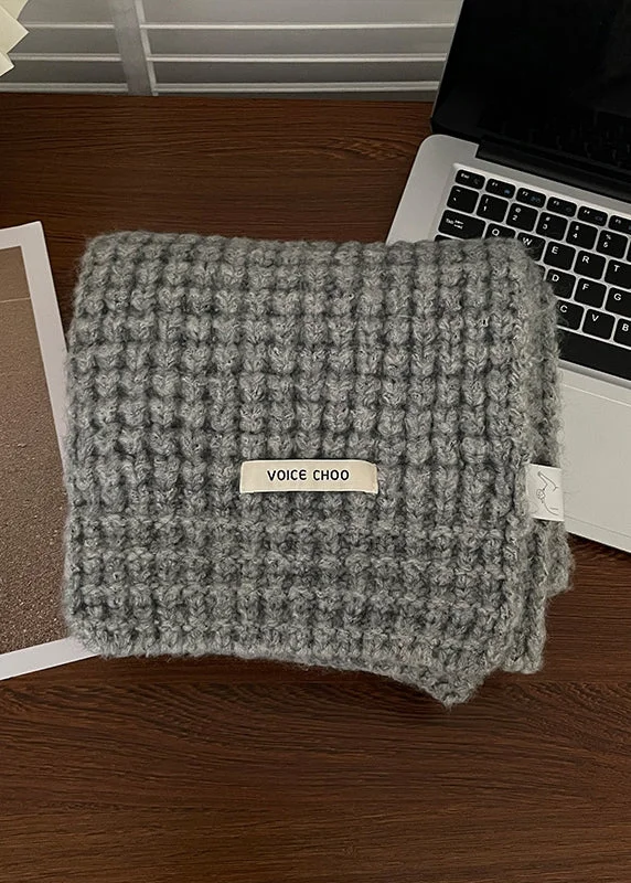 Korean Version Pink Versatile Warm Knit Woolen Scarf - Image 5