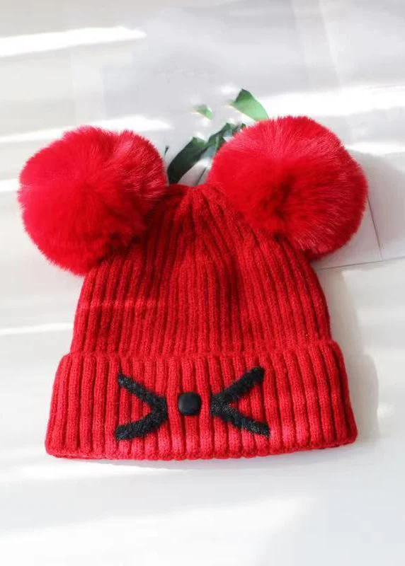 Cute Black Ear Warm Fleece Cotton Knit Bonnie Hat - Image 3