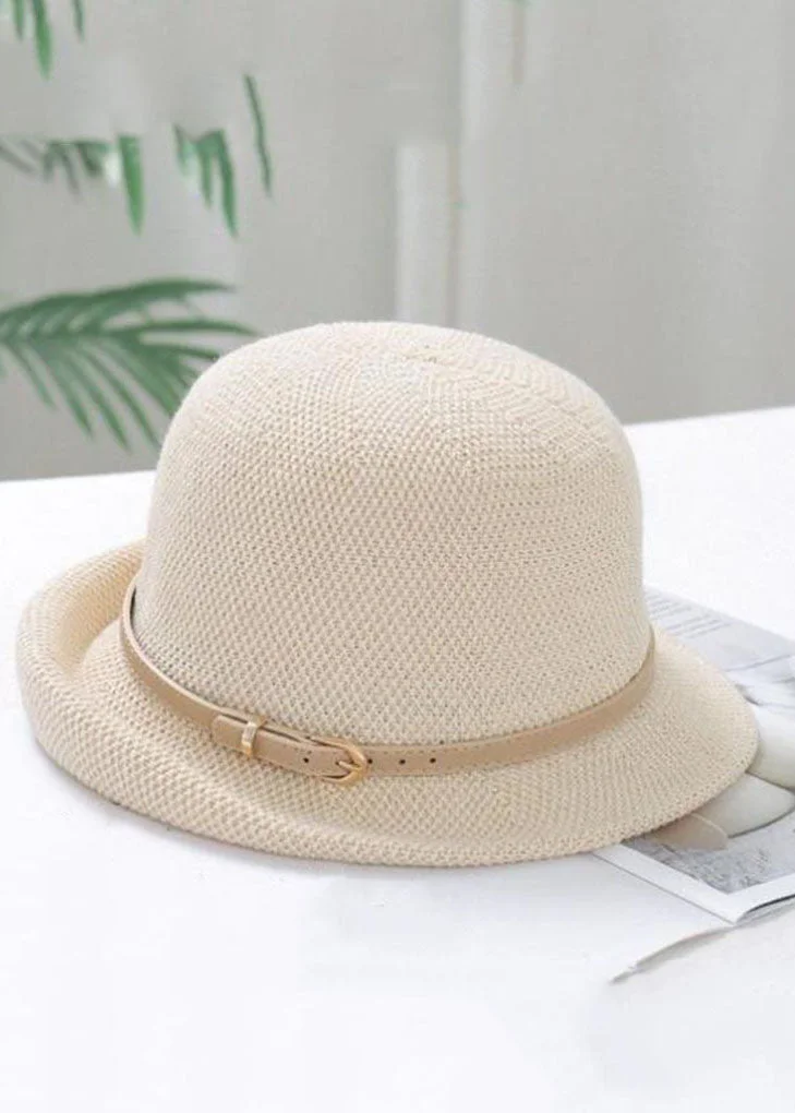 Boutique Khaki Leather Belt Linen Bucket Hat - Image 3