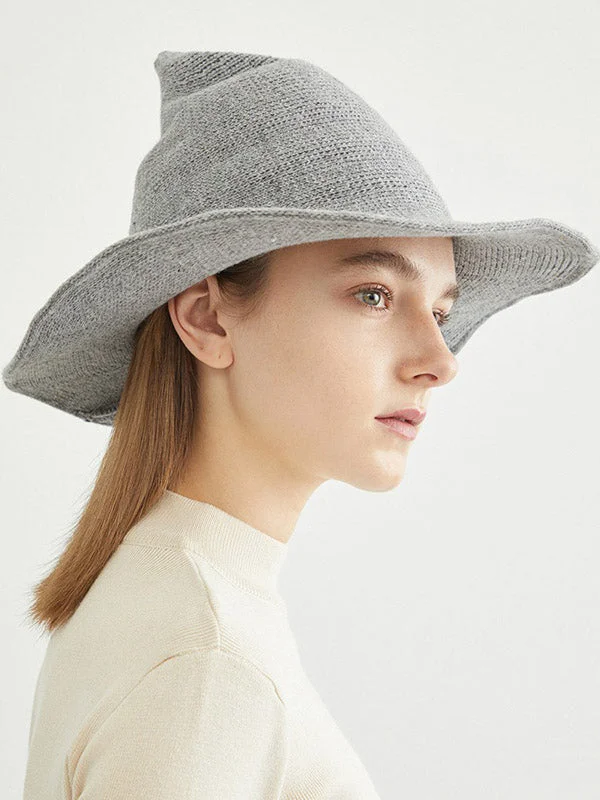 Simple Solid Color Knitted Wizard Hat - Image 10
