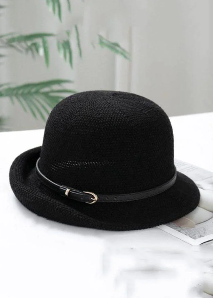 Boutique Khaki Leather Belt Linen Bucket Hat - Image 2