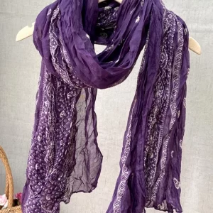 Vintage Purple Wrinkled Print Cozy Cotton Scarf