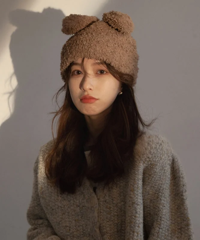 Modern White Rabbit Ears Warm Knit Bonnie Hat - Image 4