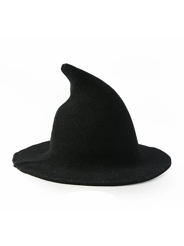 Simple Solid Color Knitted Wizard Hat - Image 7