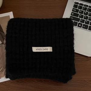 Korean Version Pink Versatile Warm Knit Woolen Scarf