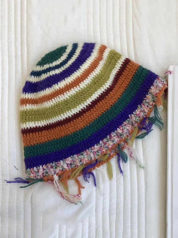 Fringed Striped Tasseled Bucket Hat - Image 9