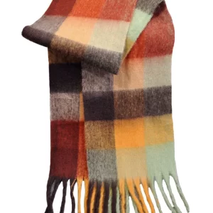 French Black Plaid Tasseled Patchwork Woolen Scarf