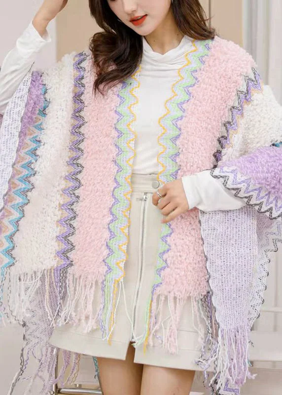 Bohemian Blue Tassel Holiday Knit Scarf - Image 2