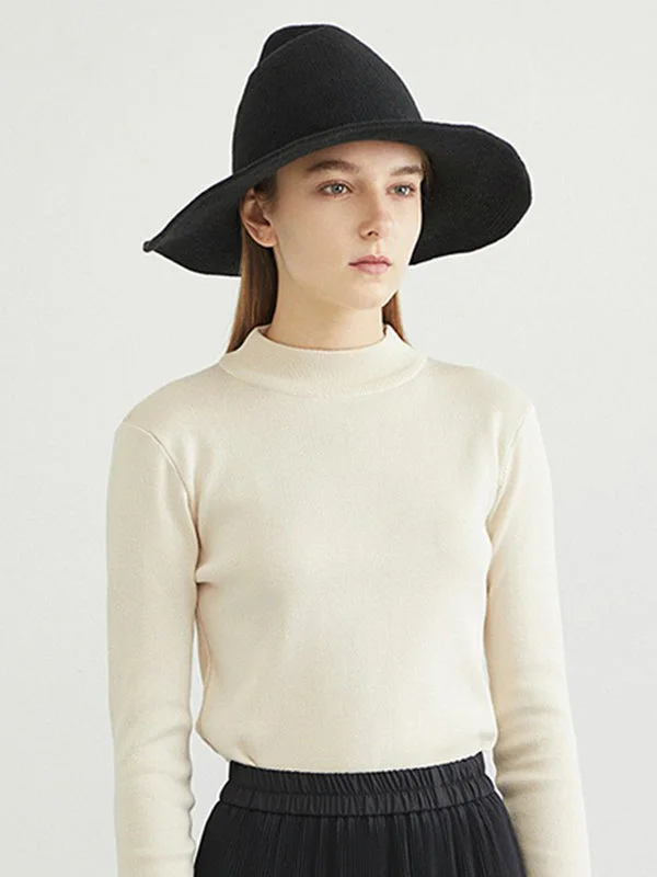 Simple Solid Color Knitted Wizard Hat - Image 4