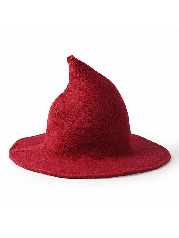 Simple Solid Color Knitted Wizard Hat - Image 9