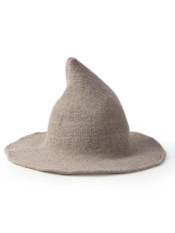 Simple Solid Color Knitted Wizard Hat - Image 12