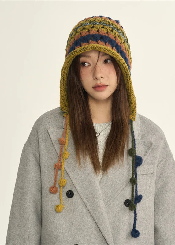 2024 New Style Red Blue Rdge Curl Warm Knitted Boonie Hat - Image 5